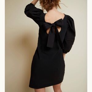 Nation Ltd Black Calissa Dress, balloon sleeves with bow on back, size Medium